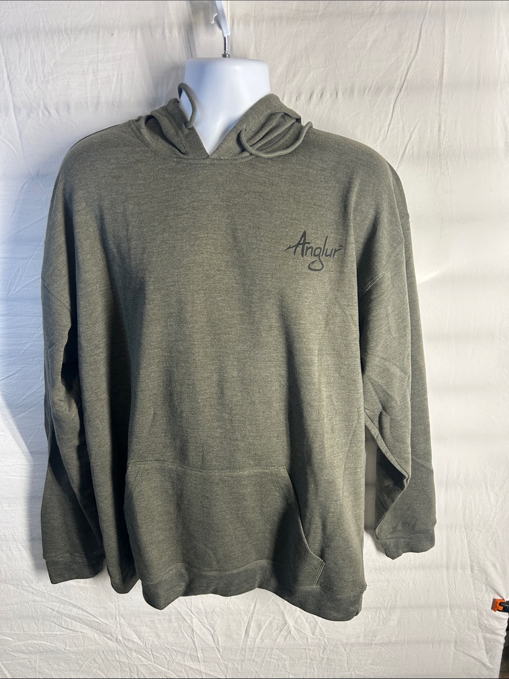 ANGL Olive Green Hooded Pullover Sweatshirt